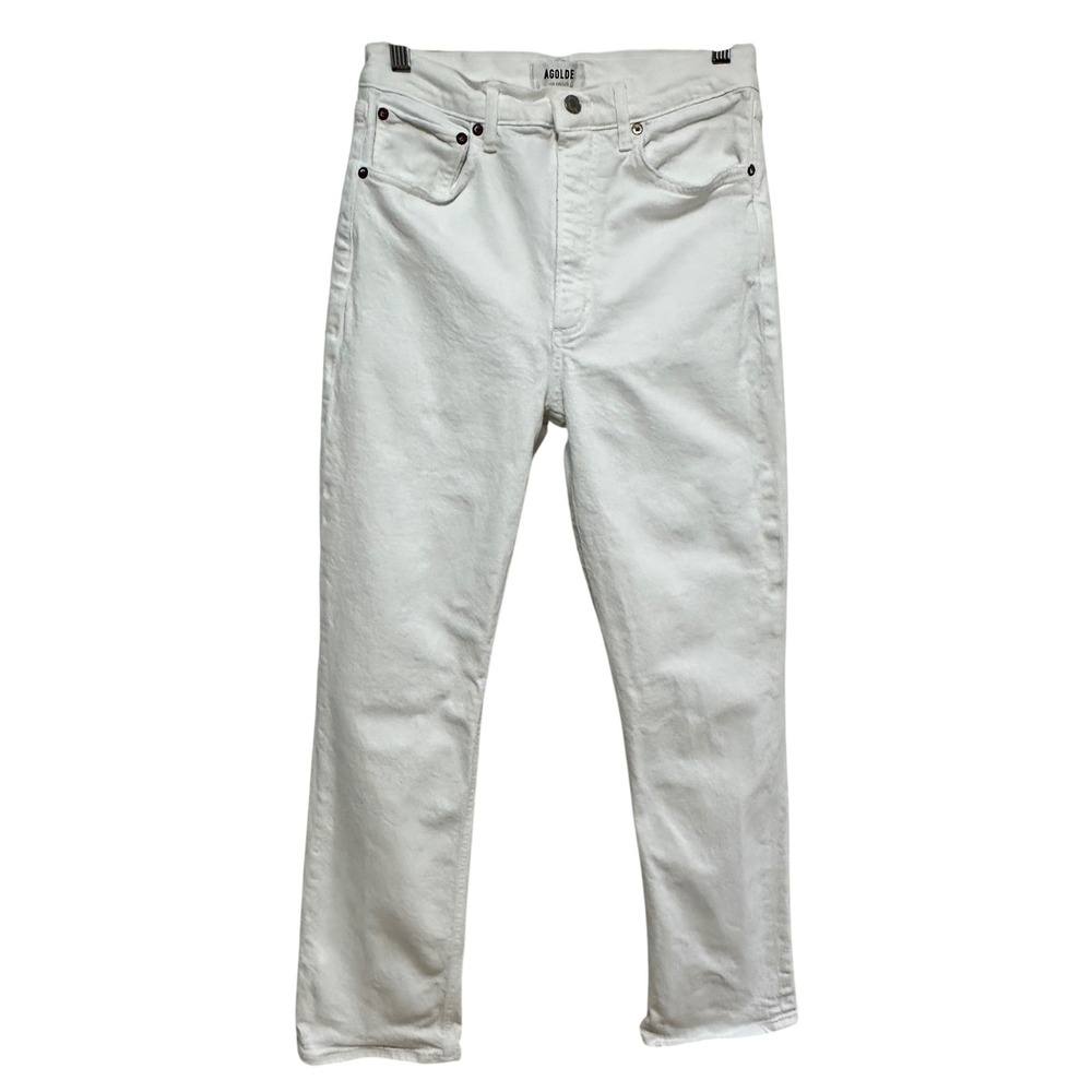AGOLDE Stovepipe‎ Jeans Womens 28 White High Rise Straight Leg Denim *Flaw